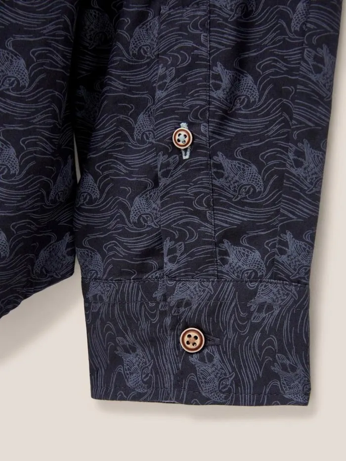 Men SHIRTS White Stuff Duck Printed Shirt Dark Navy Men SHIRTS White Stuff Duck Printed Shirt Dark Navy