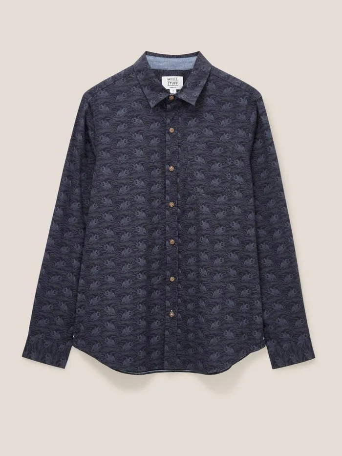 Men SHIRTS White Stuff Duck Printed Shirt Dark Navy Men SHIRTS White Stuff Duck Printed Shirt Dark Navy