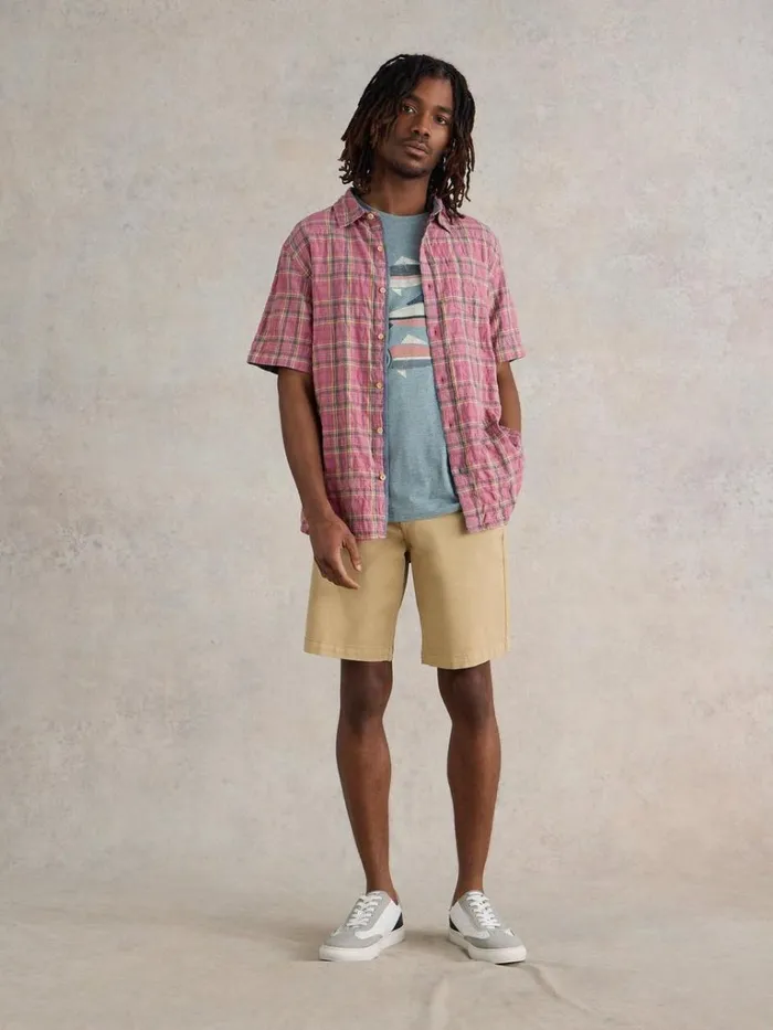 Men SHIRTS White Stuff Madras Check SS Shirt Pink Multi Men SHIRTS White Stuff Madras Check SS Shirt Pink Multi