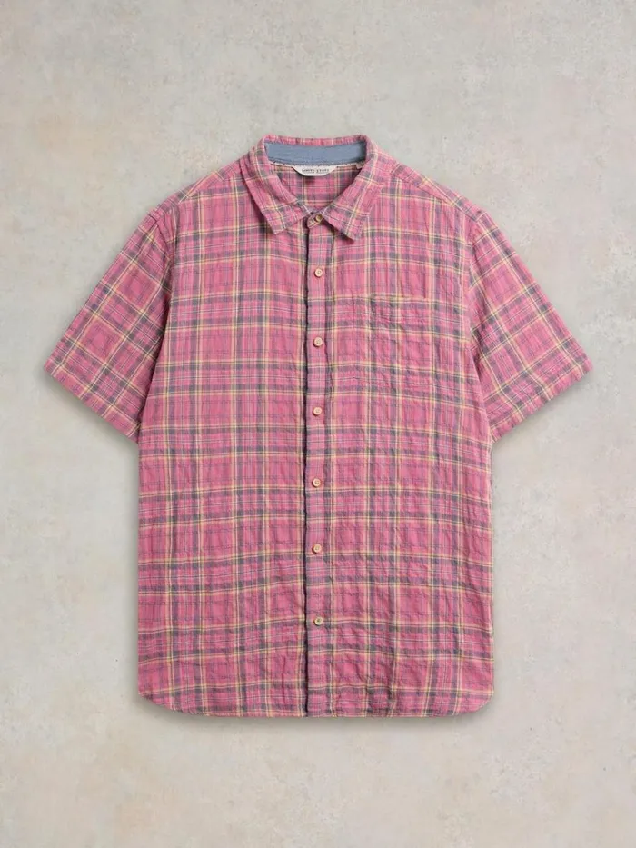 Men SHIRTS White Stuff Madras Check SS Shirt Pink Multi Men SHIRTS White Stuff Madras Check SS Shirt Pink Multi