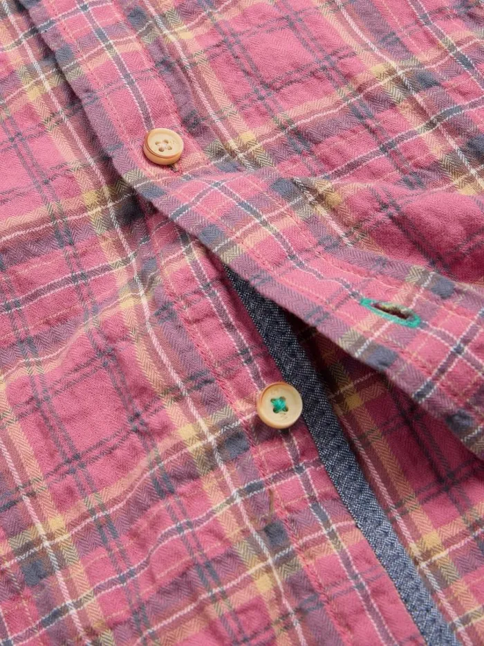 Men SHIRTS White Stuff Madras Check SS Shirt Pink Multi Men SHIRTS White Stuff Madras Check SS Shirt Pink Multi