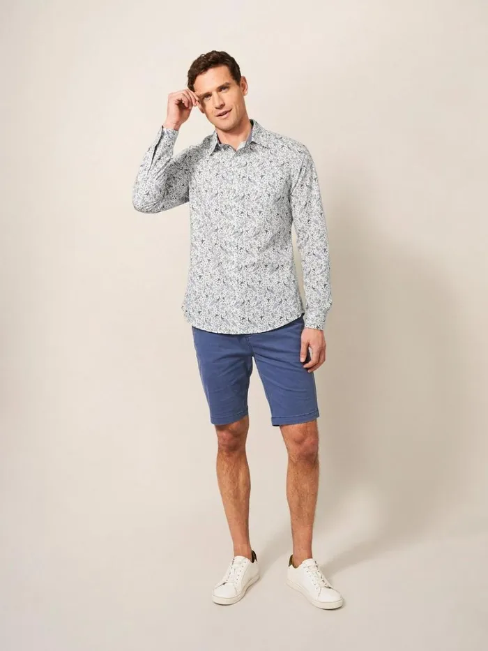 Men SHIRTS White Stuff Peacock Printed Slim Fit Shirt Natural White Men SHIRTS White Stuff Peacock Printed Slim Fit Shirt Natural White