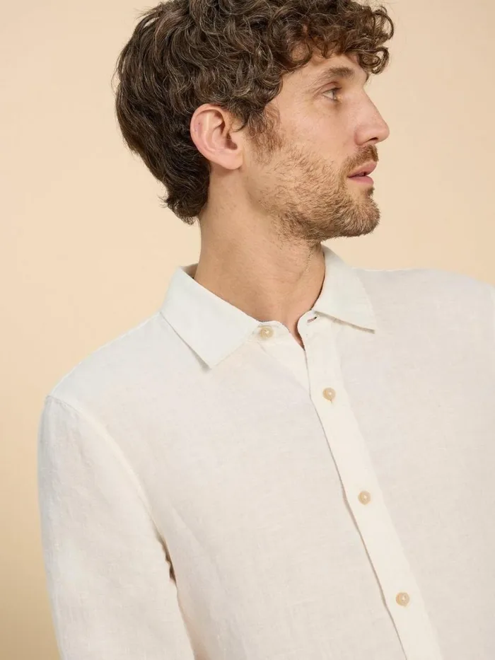 Men SHIRTS White Stuff Pembroke LS Linen Shirt Brilliant White Men SHIRTS White Stuff Pembroke LS Linen Shirt Brilliant White