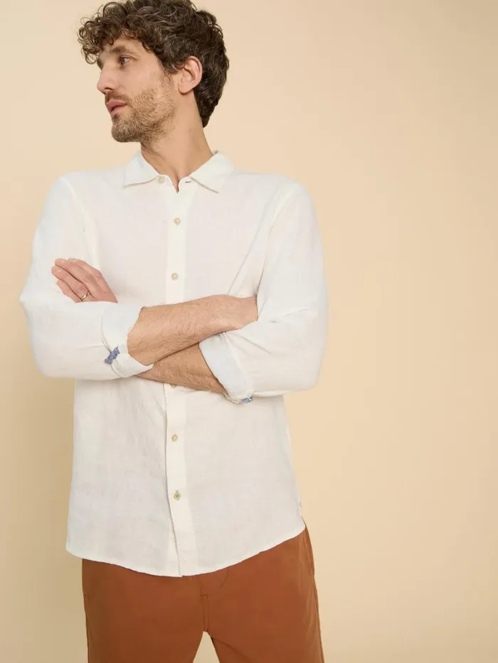 Men SHIRTS White Stuff Pembroke LS Linen Shirt Brilliant White Men SHIRTS White Stuff Pembroke LS Linen Shirt Brilliant White