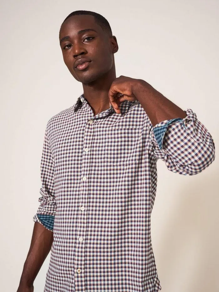 Men SHIRTS White Stuff Westlake Gingham Shirt Red Multi