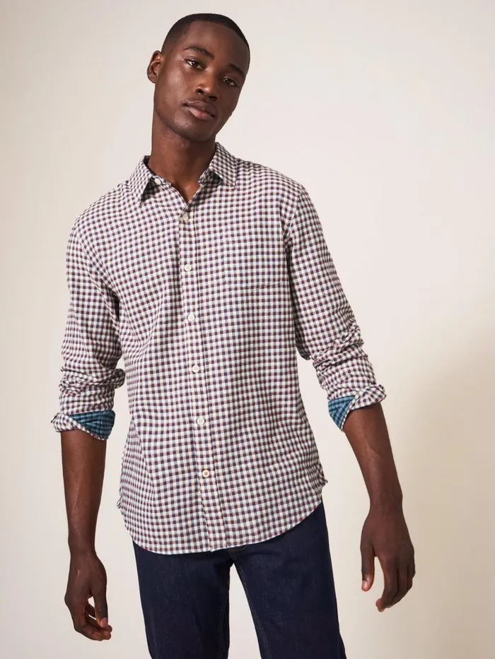 Men SHIRTS White Stuff Westlake Gingham Shirt Red Multi