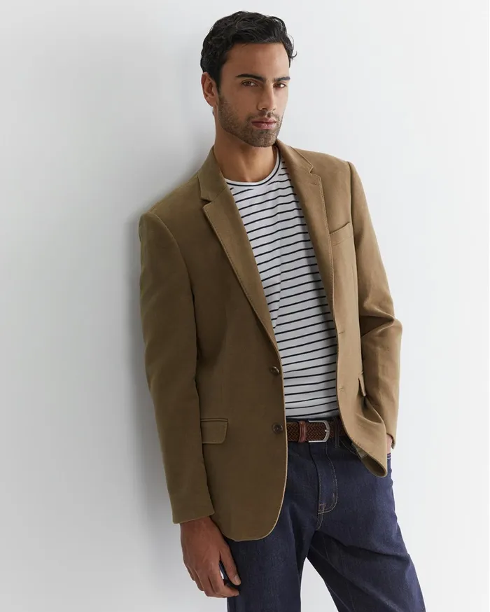Men Sportscraft Jackets and Blazers Italian Moleskin Blazer Musk