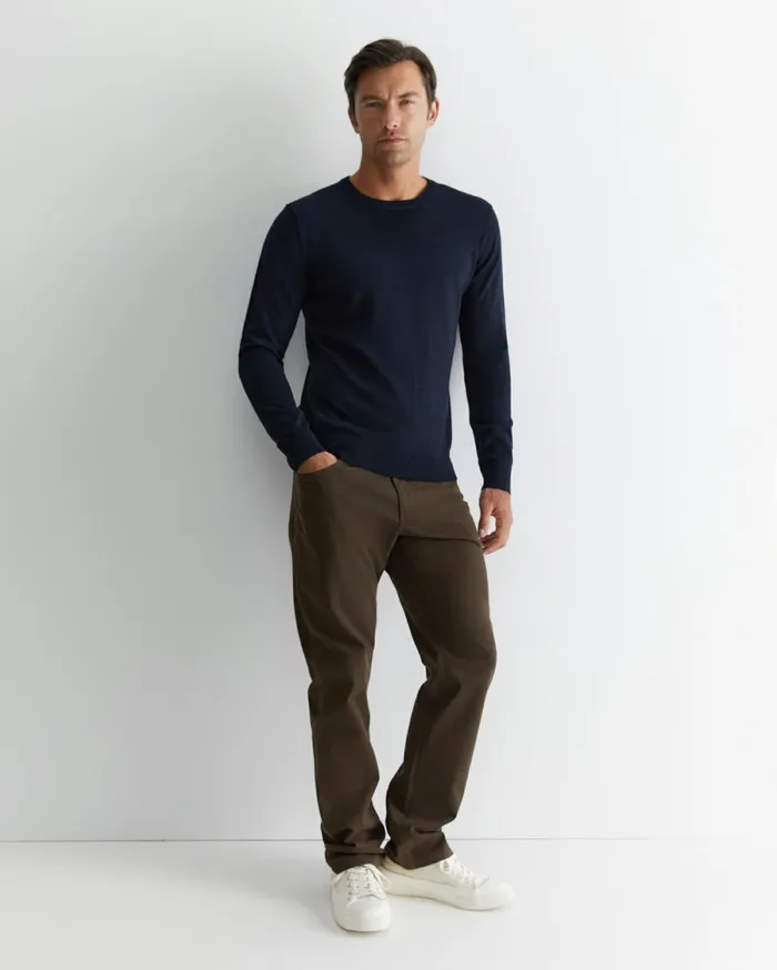 Men Sportscraft Knitwear Merino Crew Neck Knit Navy