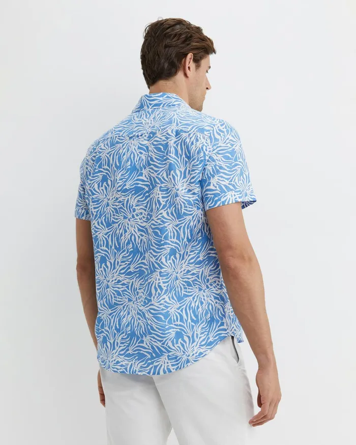 Men Sportscraft Shirts Hogan Short Sleeve Shirt Blue Multi