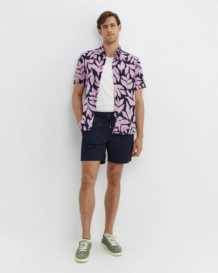 Men Sportscraft Shirts Ossary Short Sleeve Print Shirt Pinknavy