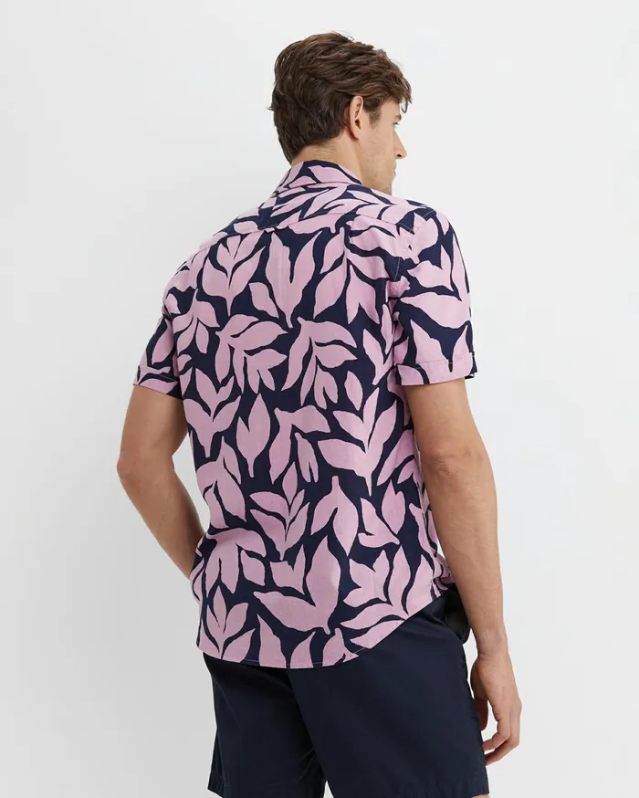 Men Sportscraft Shirts Ossary Short Sleeve Print Shirt Pinknavy