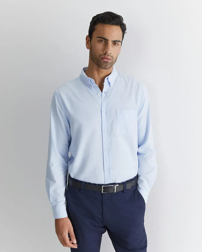 Men Sportscraft Shirts Oxford Long Sleeve Shirt Frost Blue
