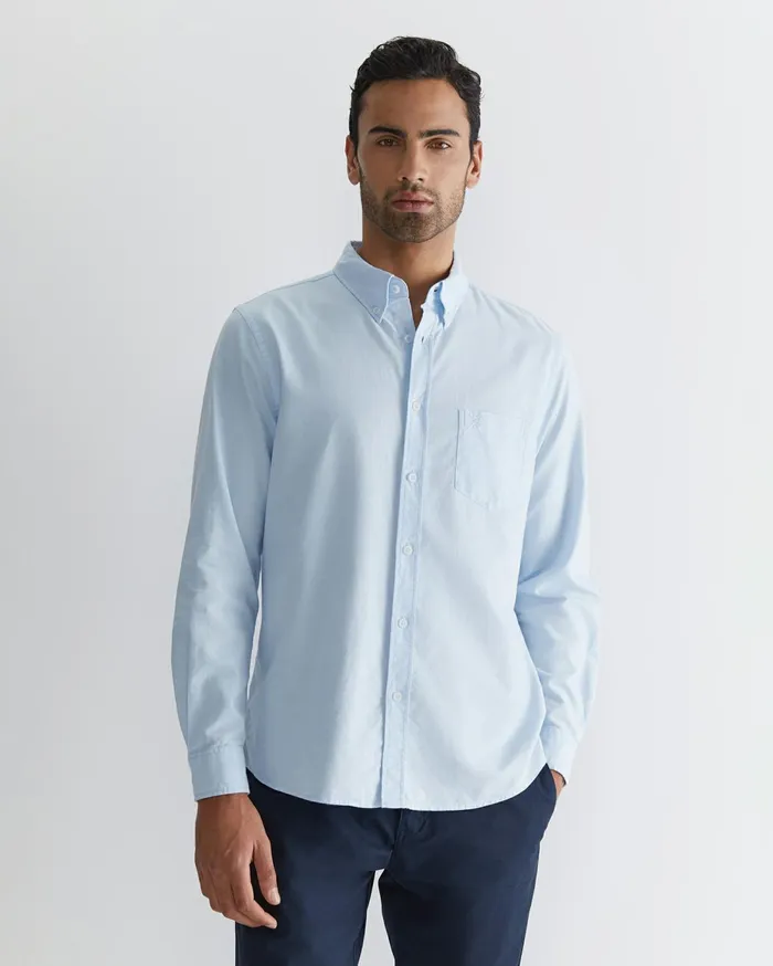 Men Sportscraft Shirts Oxford Long Sleeve Shirt Frost Blue