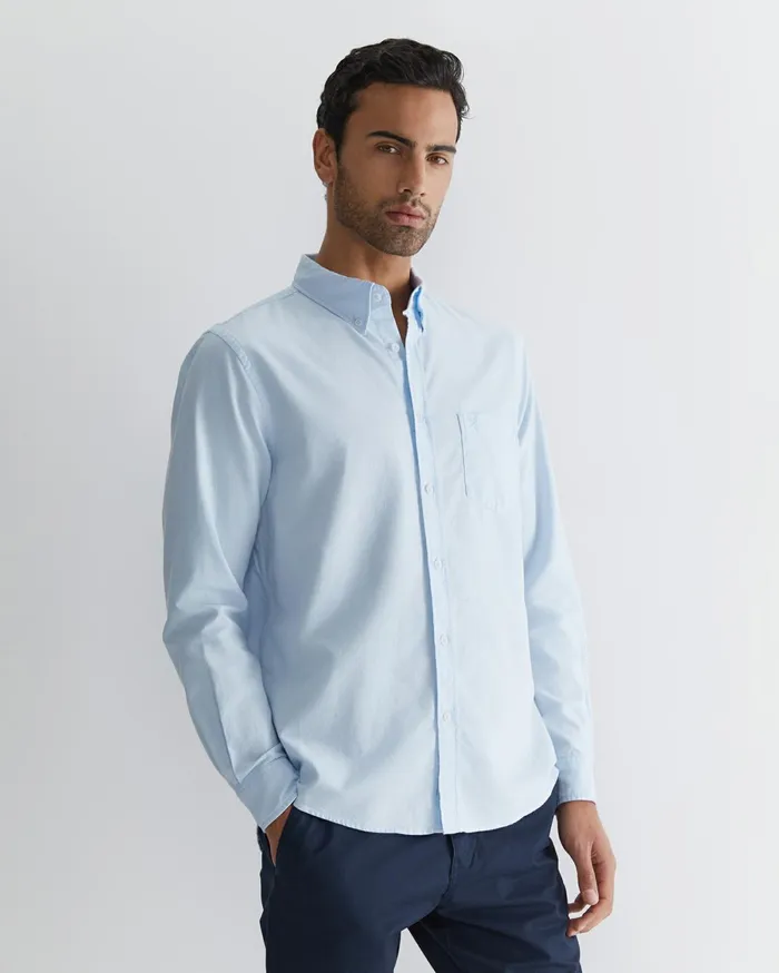 Men Sportscraft Shirts Oxford Long Sleeve Shirt Frost Blue