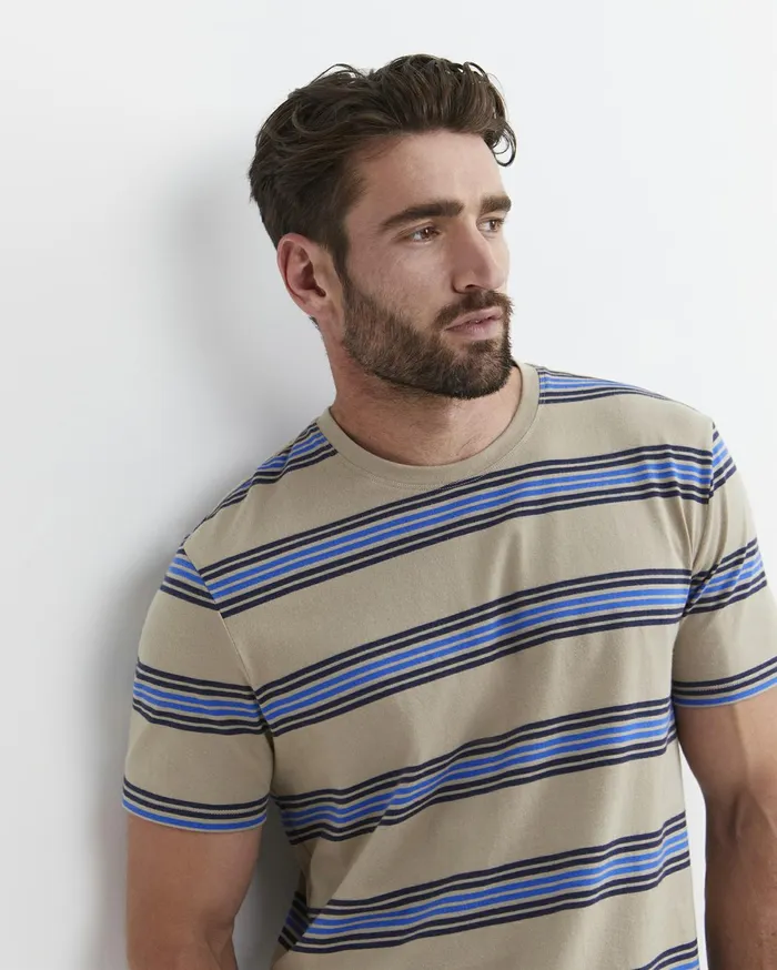 Men Sportscraft TShirts and Polos Harden Stripe Tee Natural