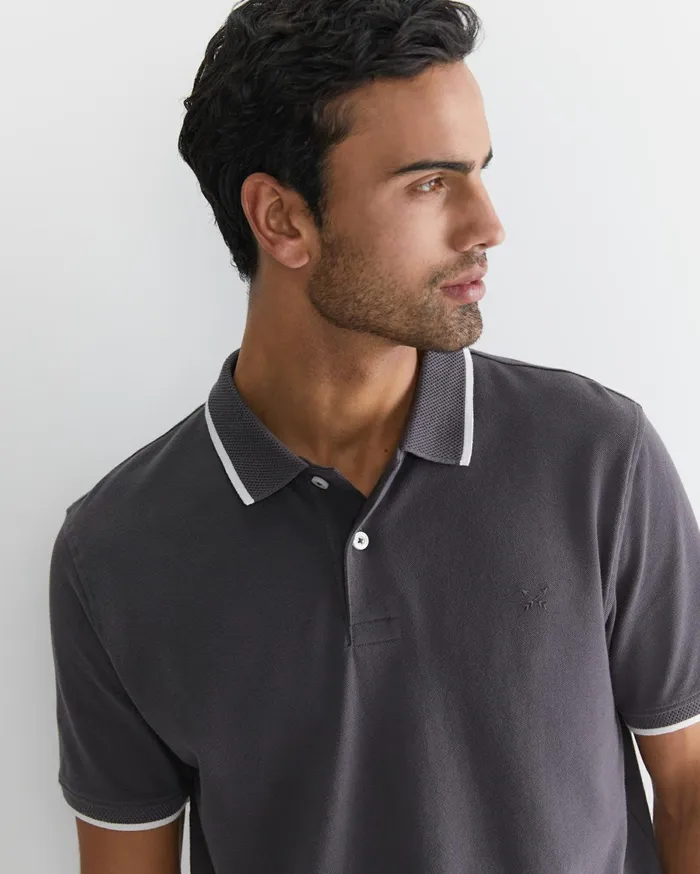 Men Sportscraft TShirts and Polos Tipped Pique Polo Charcoal
