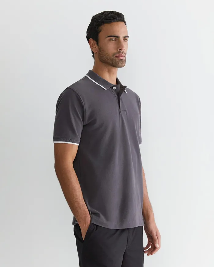 Men Sportscraft TShirts and Polos Tipped Pique Polo Charcoal