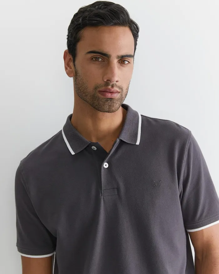 Men Sportscraft TShirts and Polos Tipped Pique Polo Charcoal