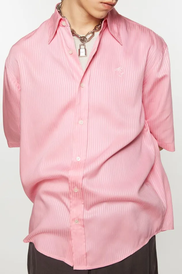 Men Stripe Buttonup Shirt Blush Pink Acne Studios Shirts