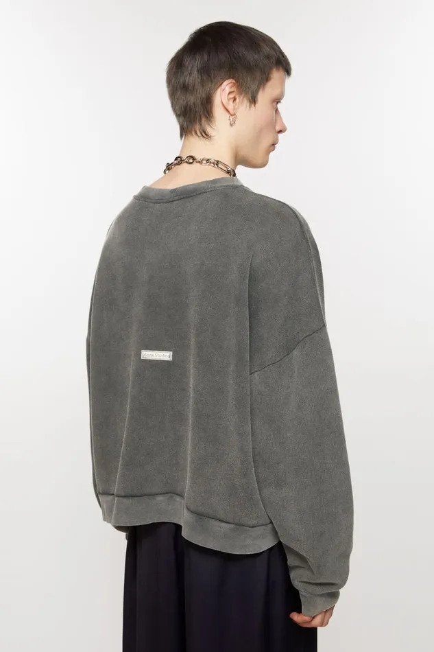 Men Sweater Logo Patch Faded Black Acne Studios Sweatshirts