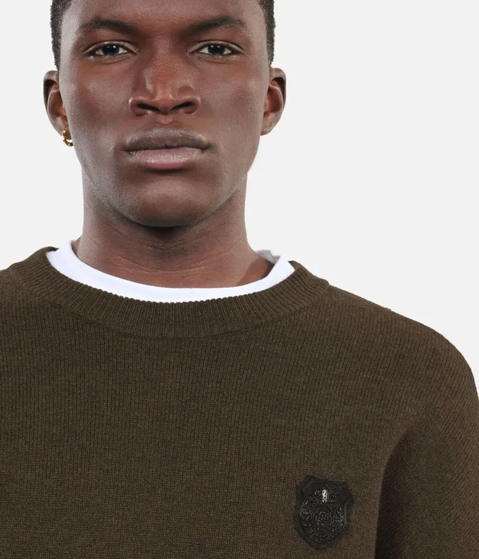 Men Sweaters THE KOOPLES Khaki Wool Sweater Men Sweaters THE KOOPLES Khaki Wool Sweater