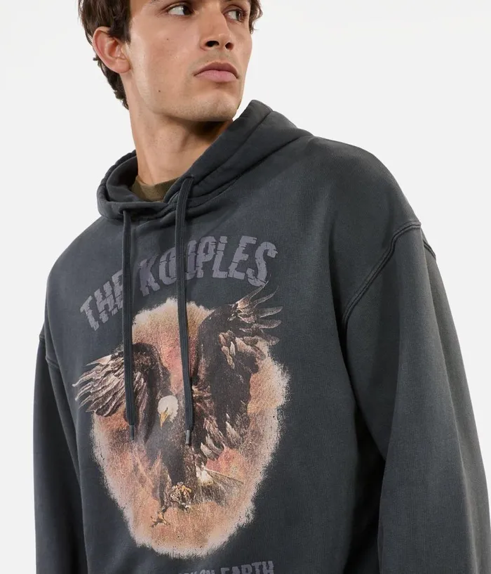 Men Sweatshirts and Sweatpants THE KOOPLES Black Hoodie With Serigraphy Men Sweatshirts and Sweatpants THE KOOPLES Black Hoodie With Serigraphy