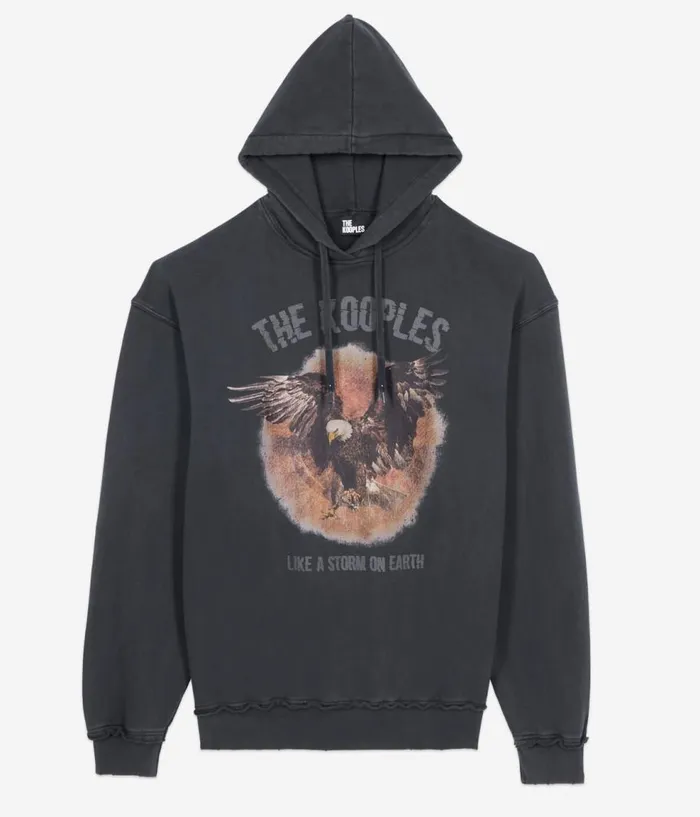 Men Sweatshirts and Sweatpants THE KOOPLES Black Hoodie With Serigraphy Men Sweatshirts and Sweatpants THE KOOPLES Black Hoodie With Serigraphy