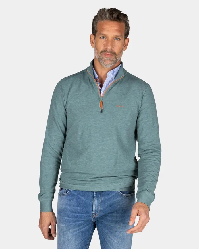 Men Sweatshirts NZA New Zealand Auckland Light Green HalfZip Sweater 8211 Pebble Green