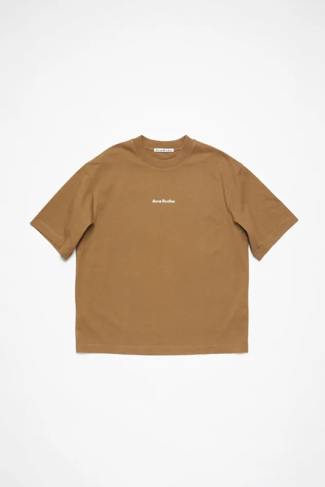 Men Tshirt Logo Mud Beige Acne Studios Tshirts