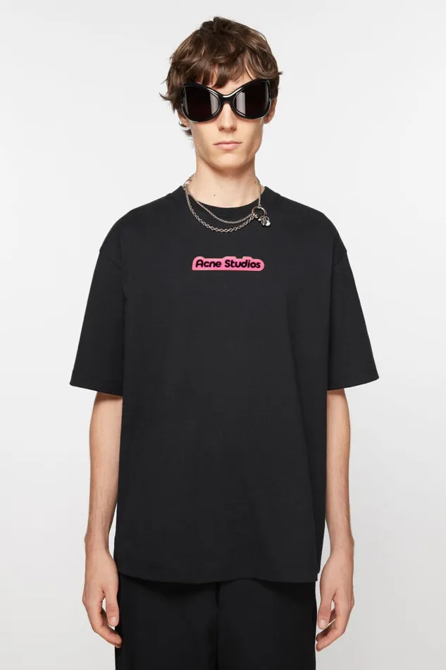 Men Tshirt Patch Logo Black Acne Studios Tshirts