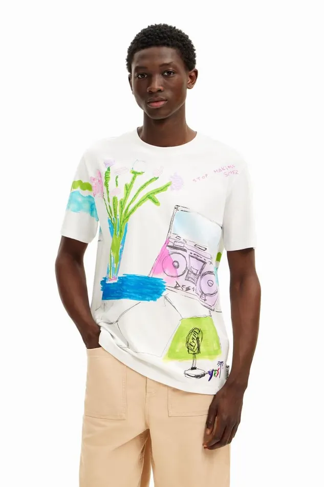 Men Tshirts Desigual Tshirt With Printed Drawings