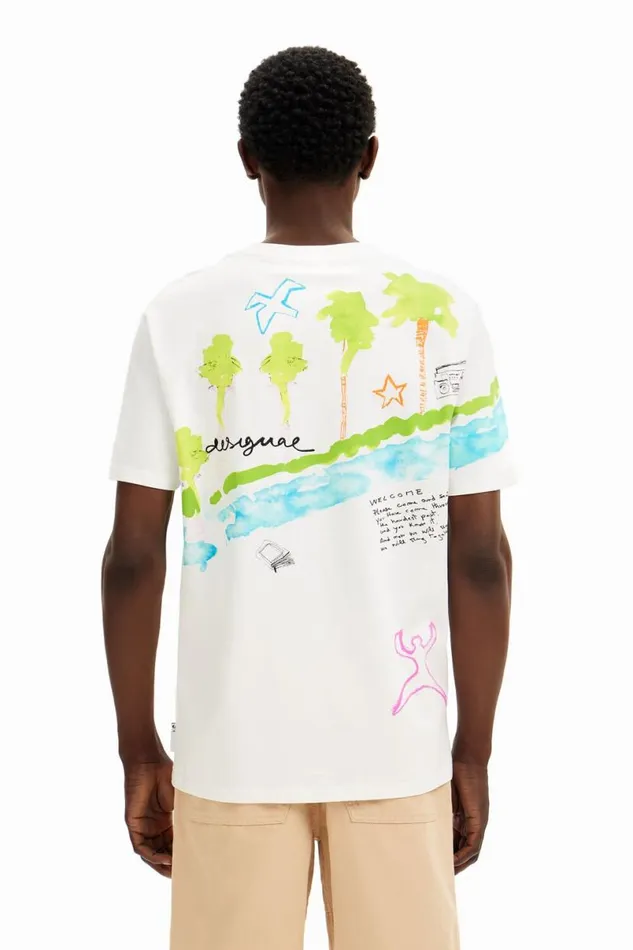 Men Tshirts Desigual Tshirt With Printed Drawings