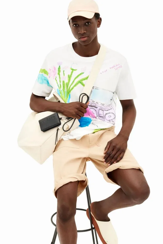 Men Tshirts Desigual Tshirt With Printed Drawings
