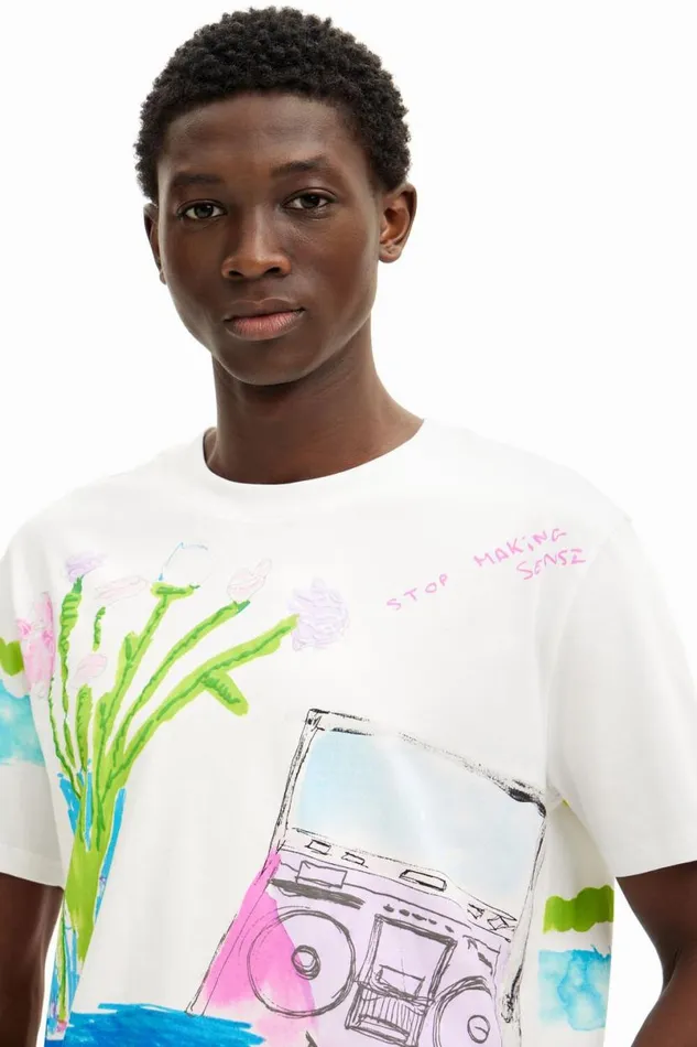 Men Tshirts Desigual Tshirt With Printed Drawings