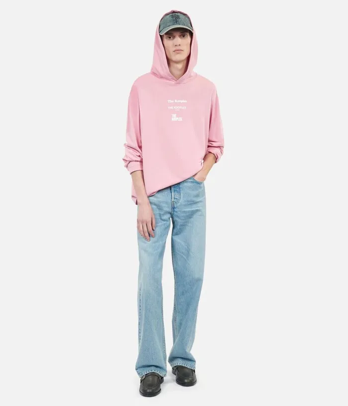 Men Tshirts THE KOOPLES Longsleeved Pink Hooded Locations Serigraphy Tshirt