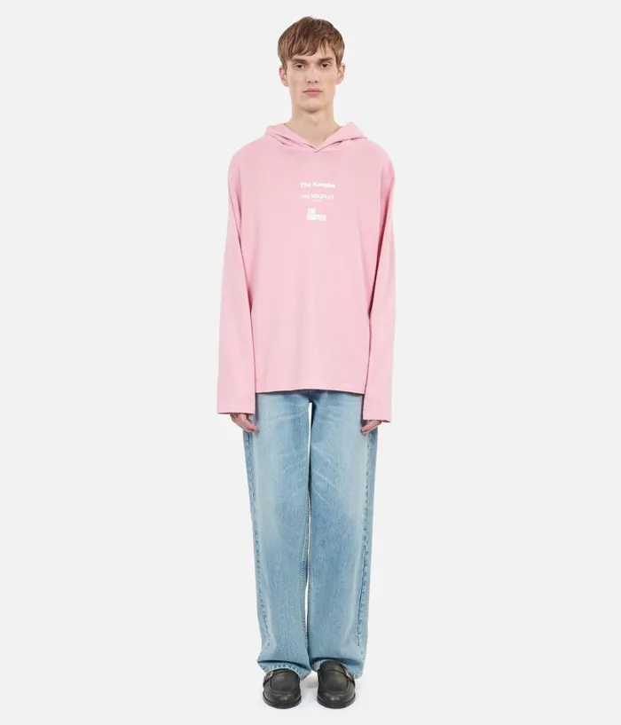 Men Tshirts THE KOOPLES Longsleeved Pink Hooded Locations Serigraphy Tshirt Men Tshirts THE KOOPLES Longsleeved Pink Hooded Locations Serigraphy Tshirt