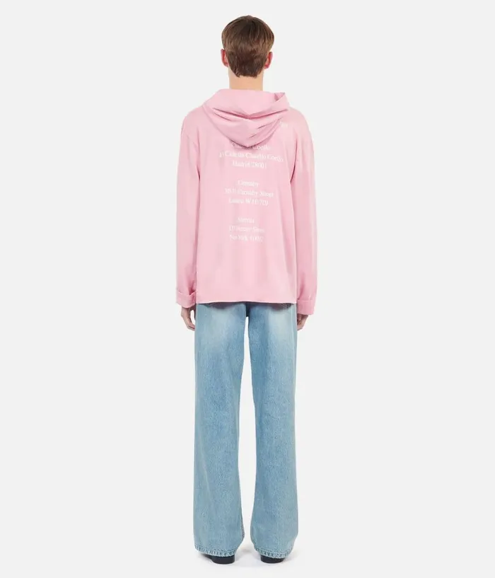 Men Tshirts THE KOOPLES Longsleeved Pink Hooded Locations Serigraphy Tshirt Men Tshirts THE KOOPLES Longsleeved Pink Hooded Locations Serigraphy Tshirt