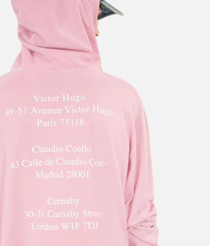 Men Tshirts THE KOOPLES Longsleeved Pink Hooded Locations Serigraphy Tshirt Men Tshirts THE KOOPLES Longsleeved Pink Hooded Locations Serigraphy Tshirt