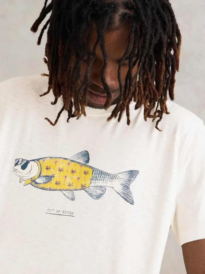 Men TSHIRTS White Stuff Out Of Offish Graphic Tee White Print