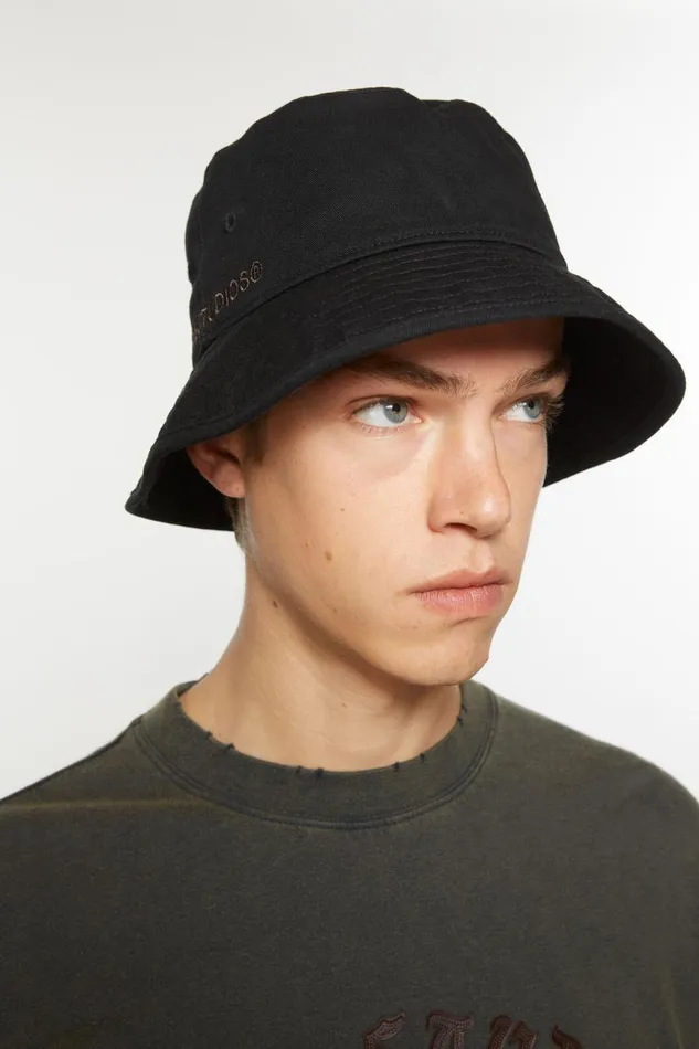 Men Twill Bucket Hat Black Acne Studios Hats