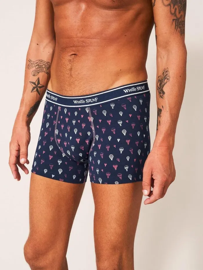 Men UNDERWEAR White Stuff 2 Pack Boxers Plain And Print Navy Multi