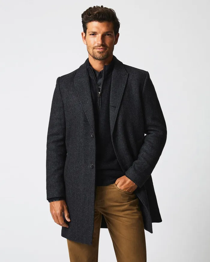 Men Walking Car Coat Charcoal Billy Reid Jackets and Outerwear