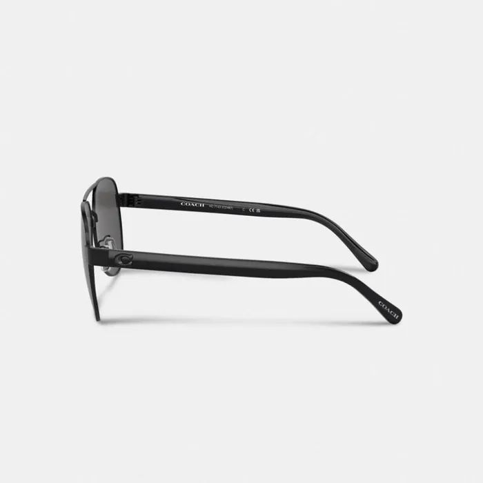 Men Wire Frame Pilot Sunglasses Matte Black Coach Sunglasses