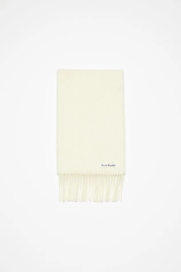 Men Wool Fringe Scarf Warm White Acne Studios Scarves