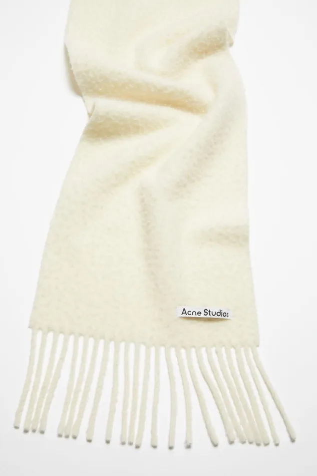 Men Wool Fringe Scarf Warm White Acne Studios Scarves
