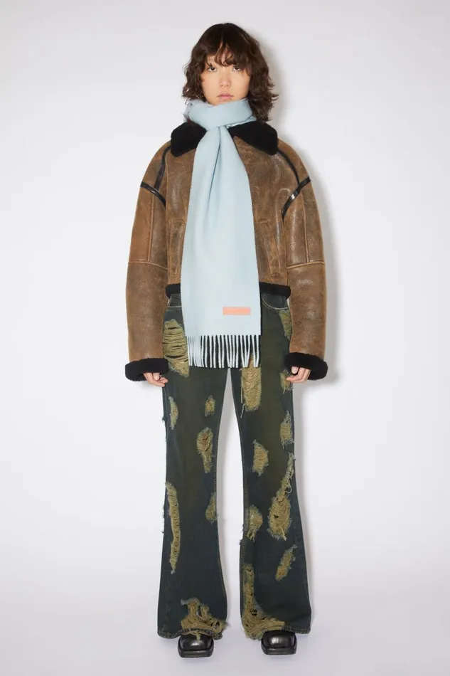 Men Wool Scarf Pink Label 8211 Narrow Powder Blue Acne Studios Scarves