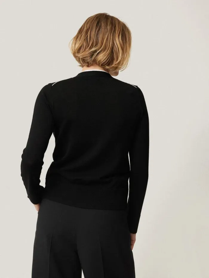 Merino Double Front Cardigan Black Women Jigsaw Knitwear and Cashmere