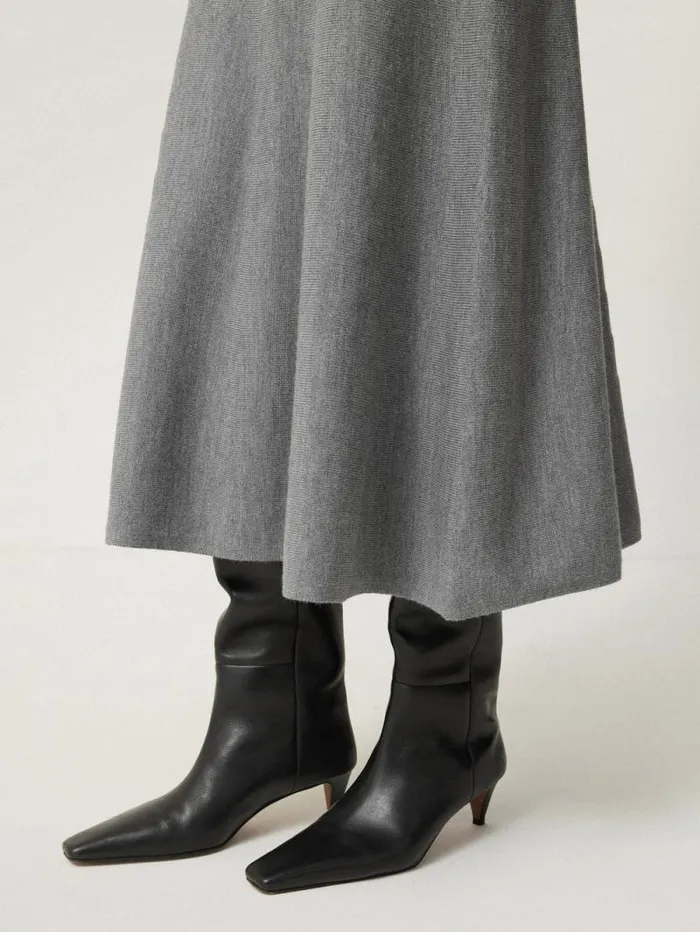 Merino Knitted Aline Skirt Grey Women Jigsaw Knitwear and Cashmere