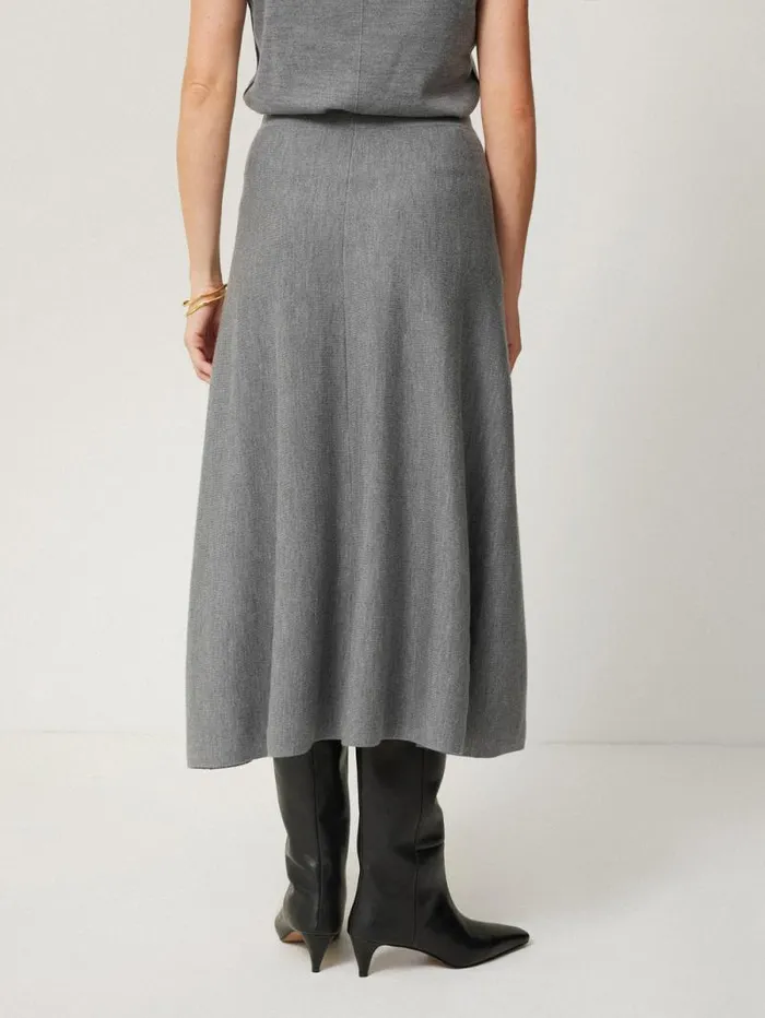 Merino Knitted Aline Skirt Grey Women Jigsaw Knitwear and Cashmere