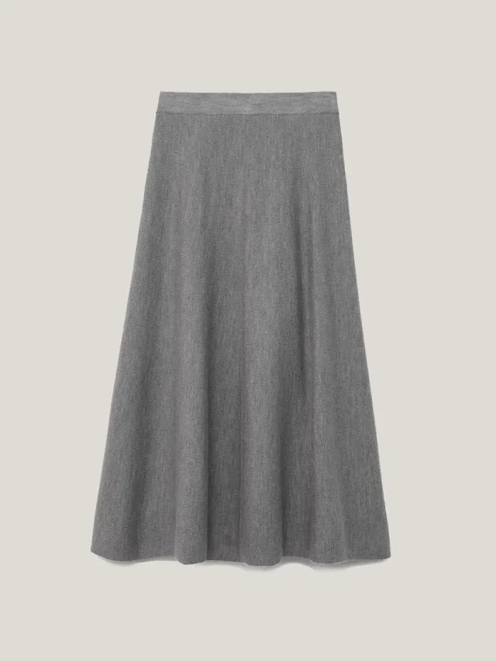 Merino Knitted Aline Skirt Grey Women Jigsaw Knitwear and Cashmere